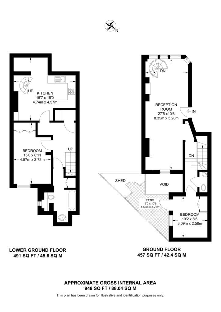 2 bedroom flat to rent - floorplan