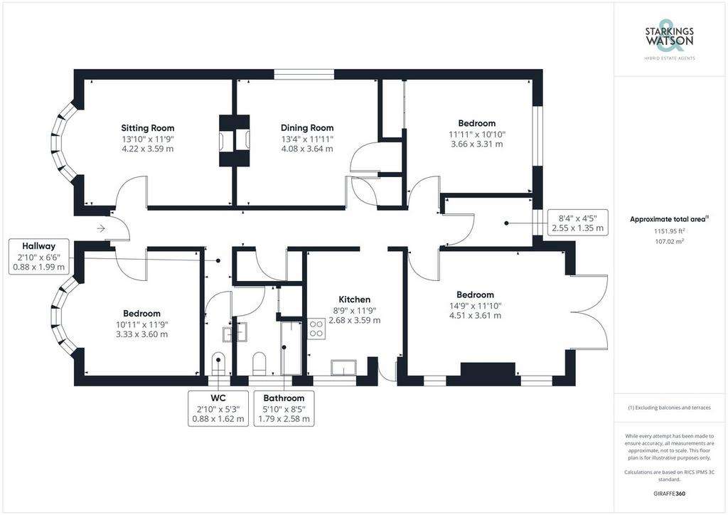 3 bedroom detached bungalow to rent - floorplan