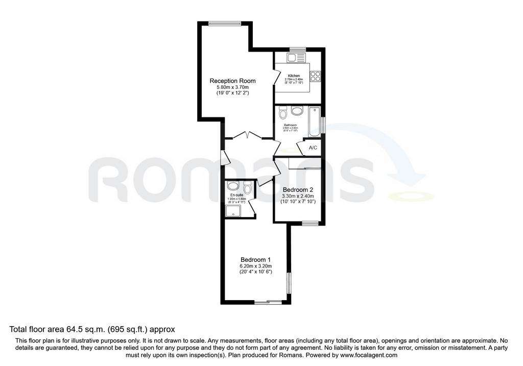 2 bedroom flat to rent - floorplan