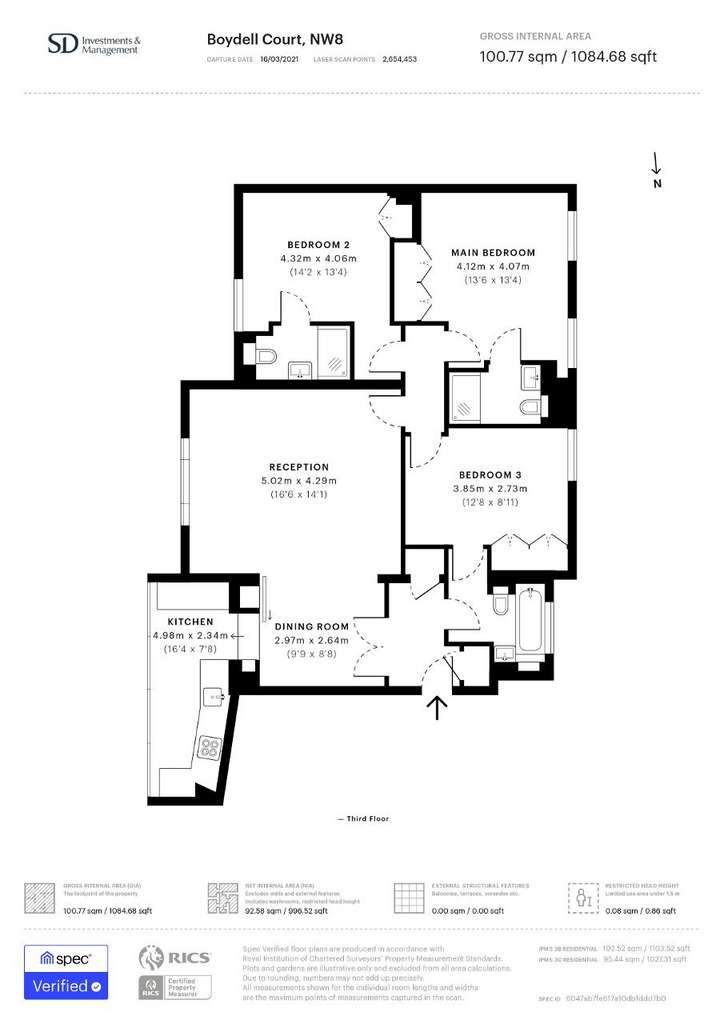 3 bedroom flat to rent - floorplan