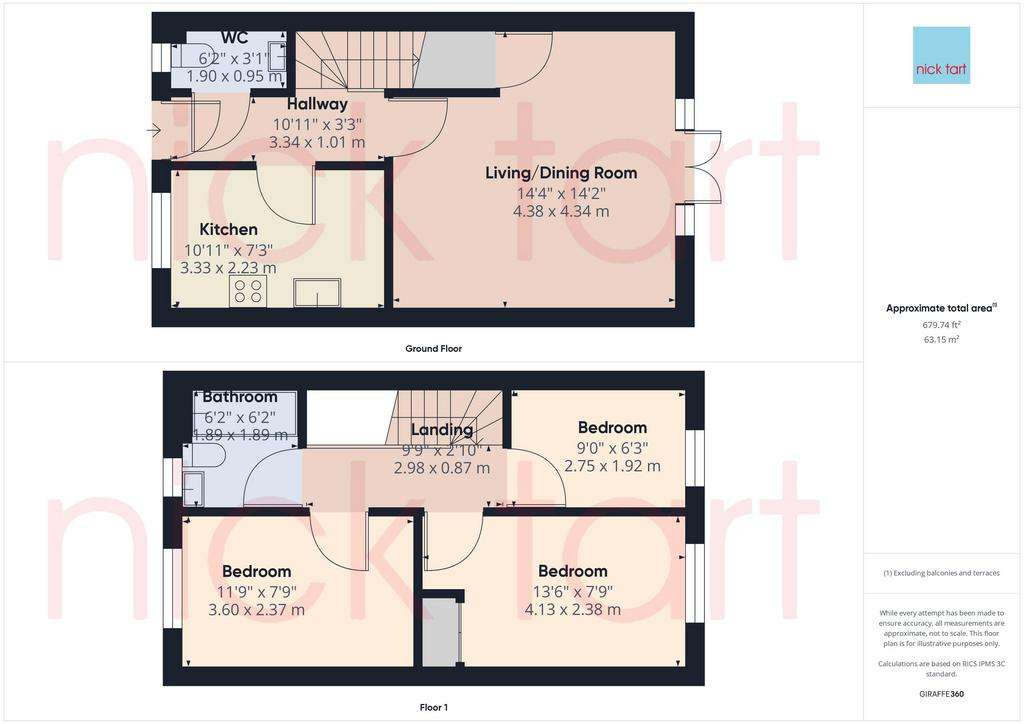 3 bedroom semi-detached house for sale - floorplan