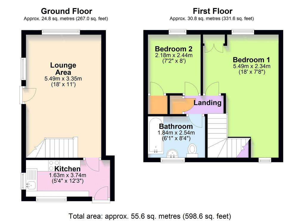 2 bedroom terraced house for sale - floorplan