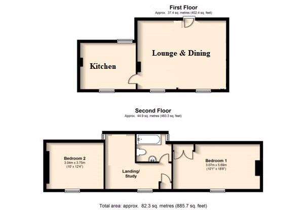 2 bedroom maisonette to rent - floorplan