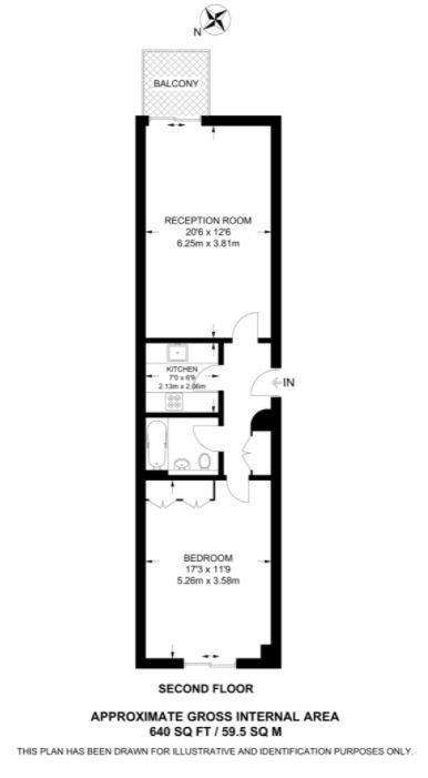 1 bedroom flat to rent - floorplan