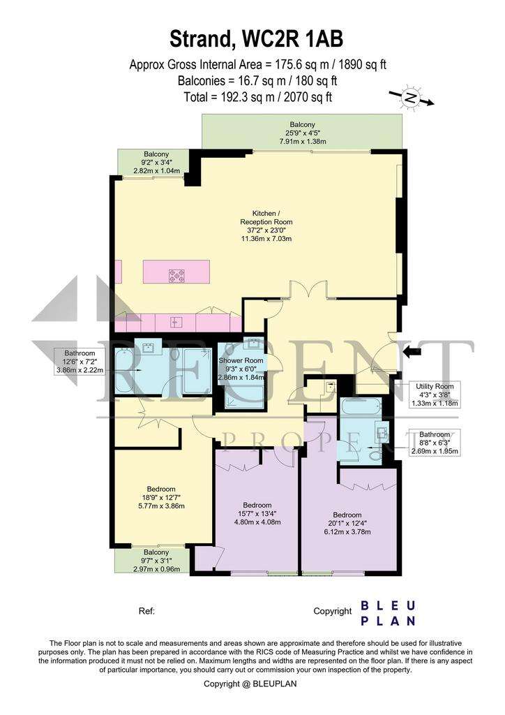 3 bedroom flat to rent - floorplan