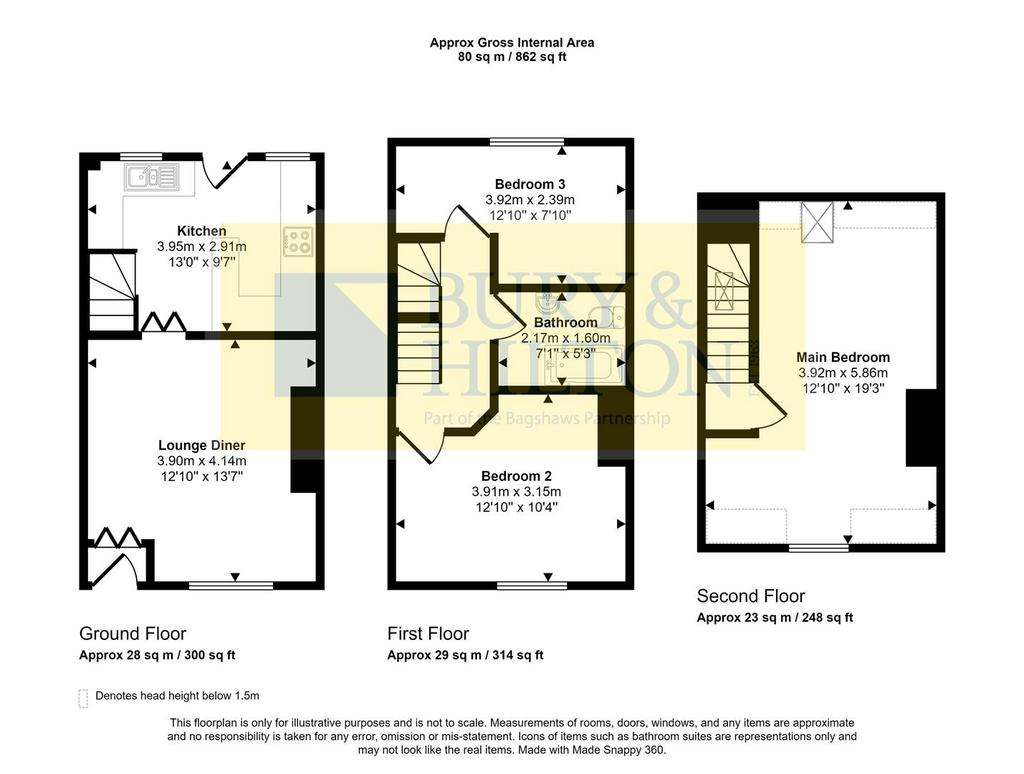 3 bedroom terraced house for sale - floorplan