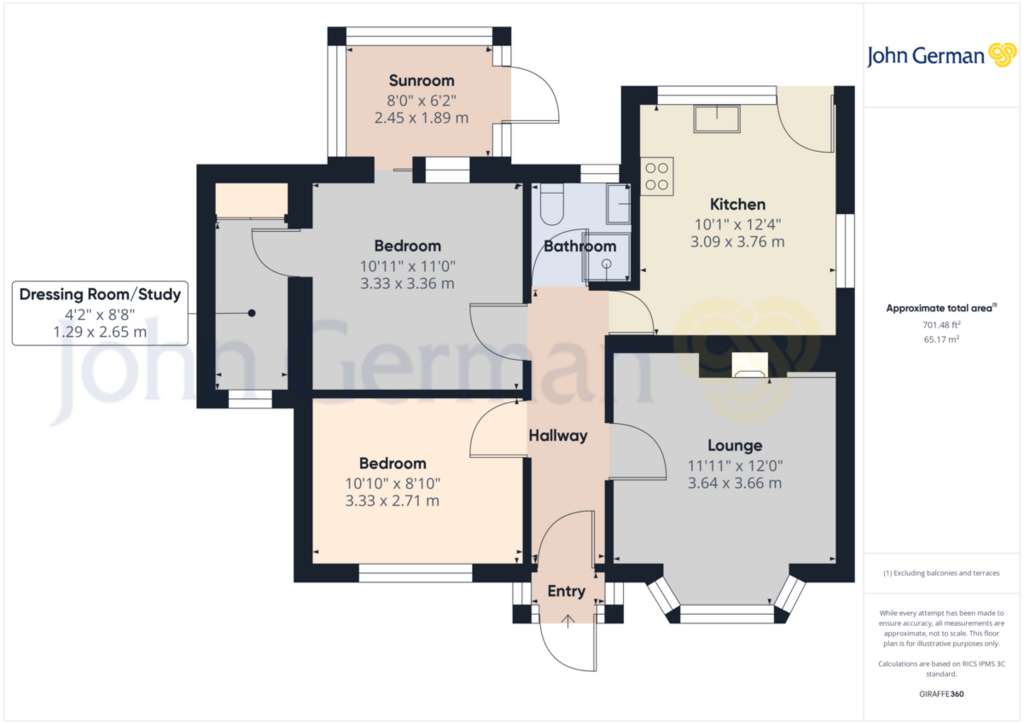 2 bedroom detached bungalow for sale - floorplan