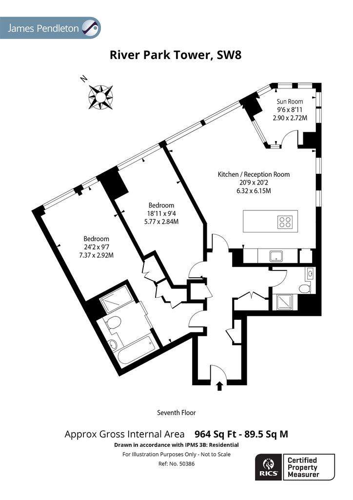 2 bedroom flat to rent - floorplan