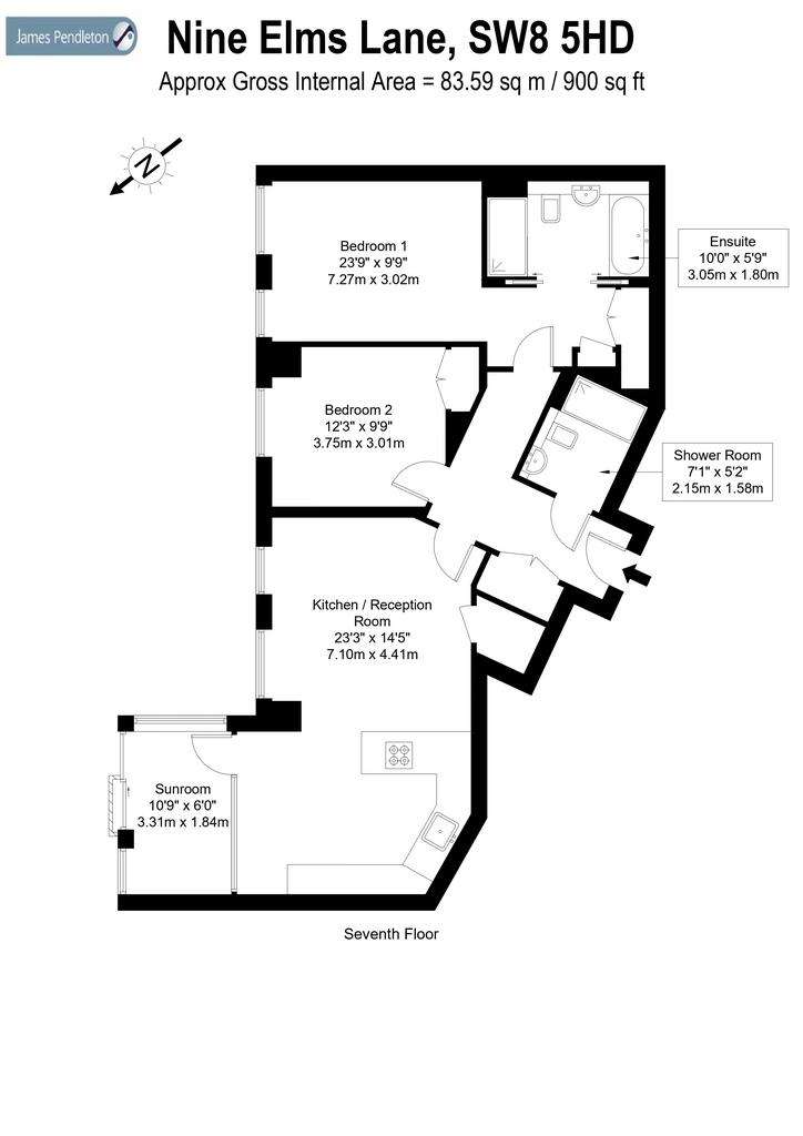 2 bedroom flat to rent - floorplan