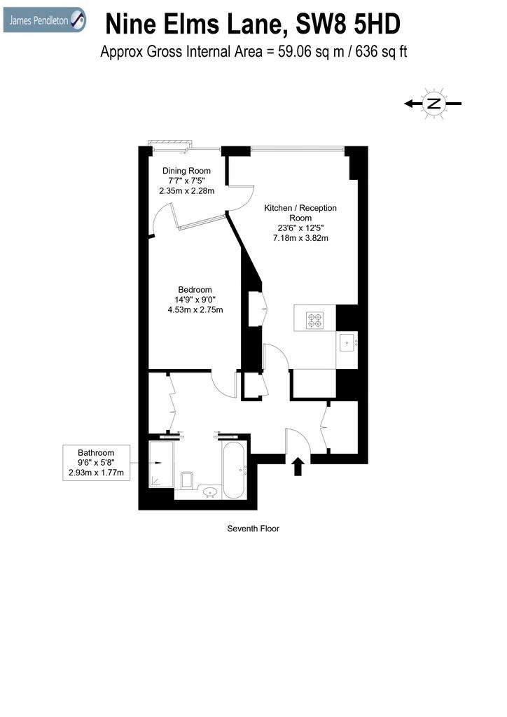 1 bedroom flat to rent - floorplan