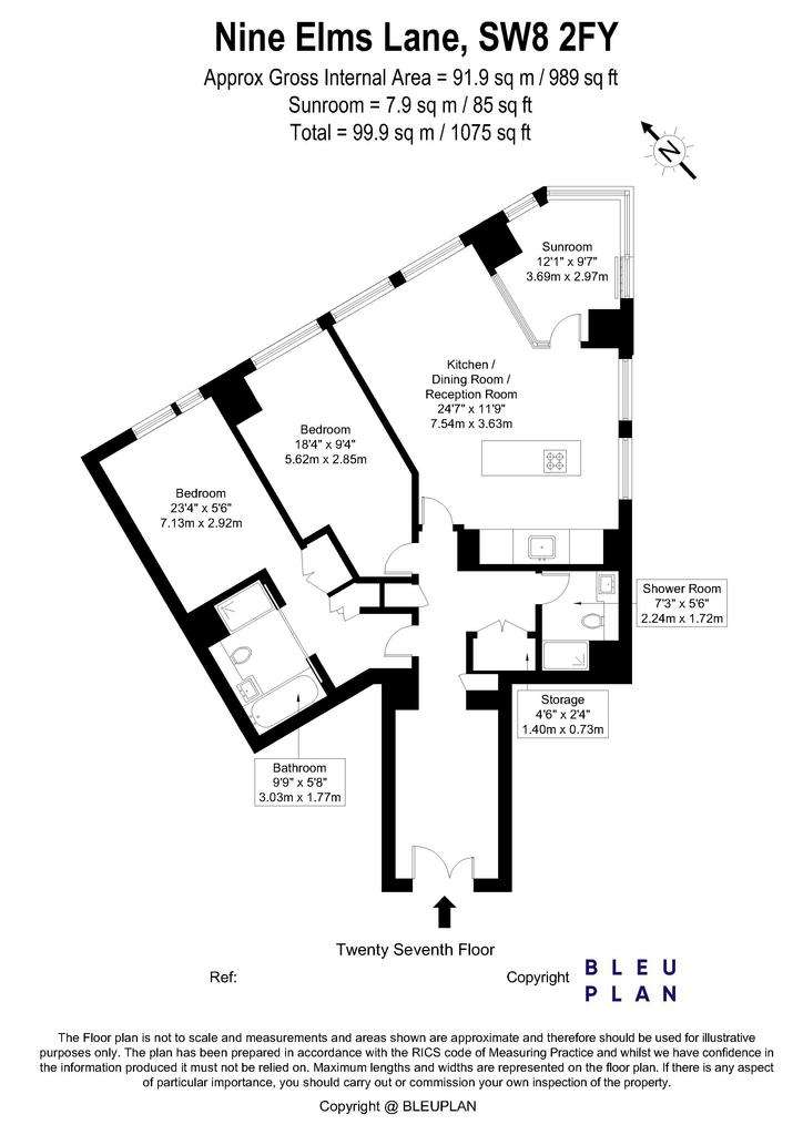 2 bedroom flat to rent - floorplan