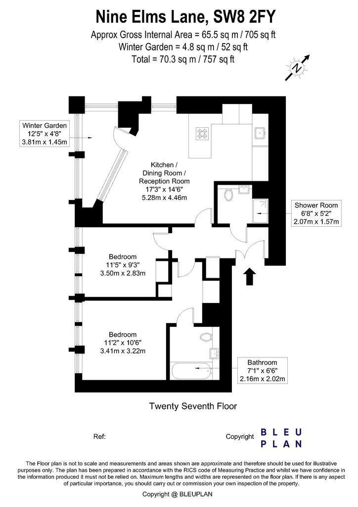 2 bedroom flat to rent - floorplan