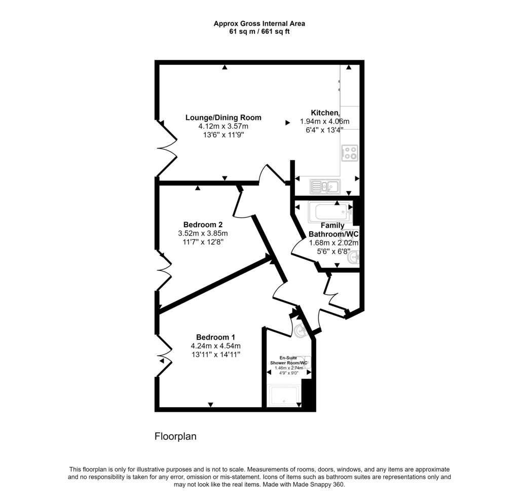 2 bedroom flat to rent - floorplan