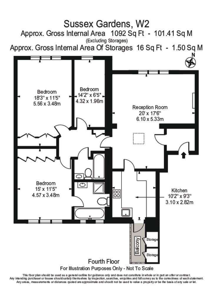 3 bedroom flat to rent - floorplan