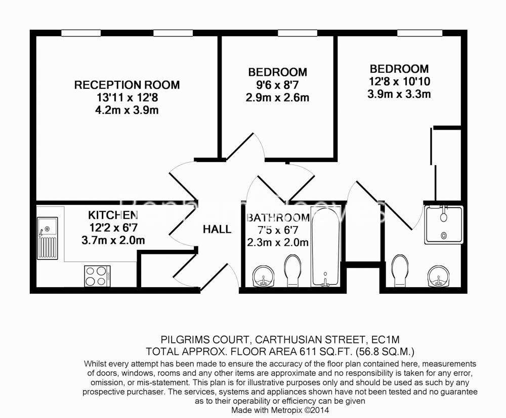 2 bedroom flat to rent - floorplan