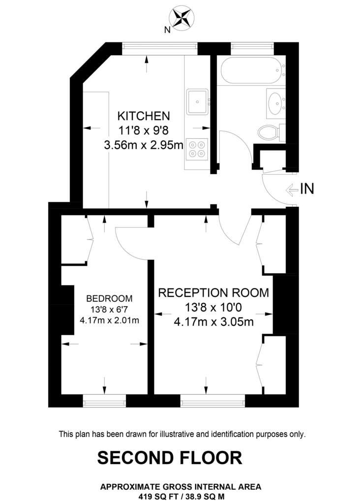 1 bedroom flat to rent - floorplan