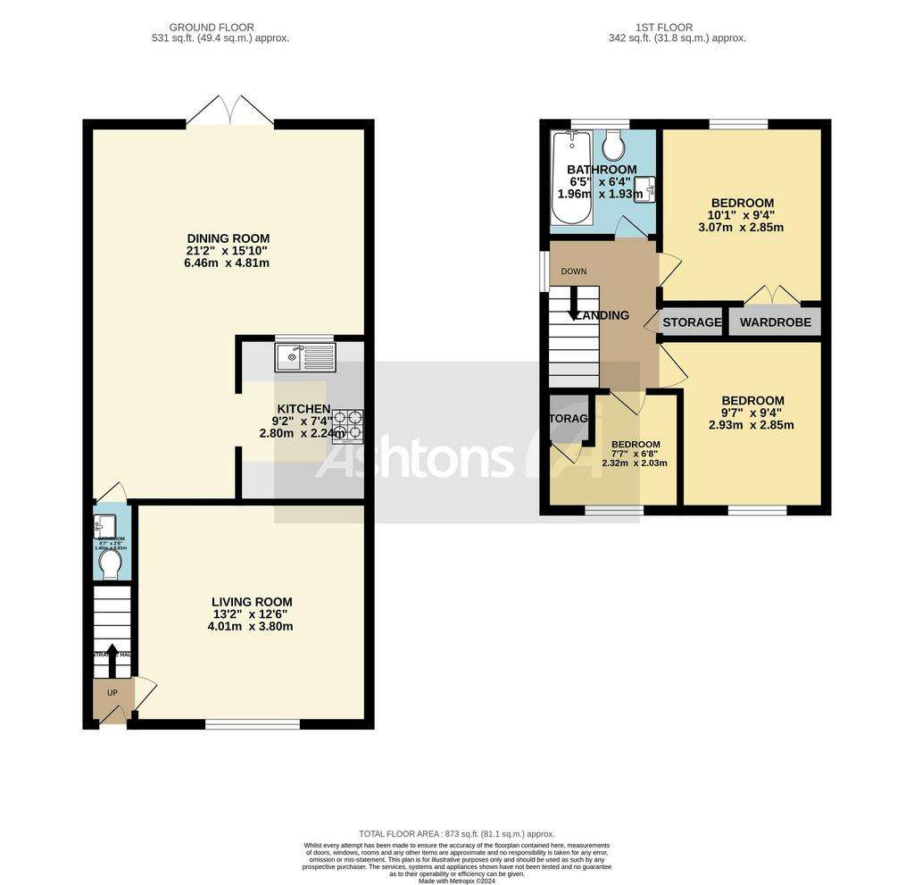 3 bedroom semi-detached house for sale - floorplan