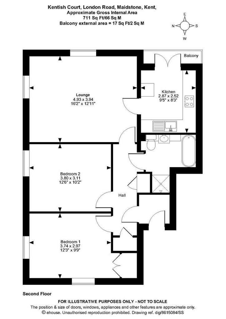 2 bedroom flat for sale - floorplan