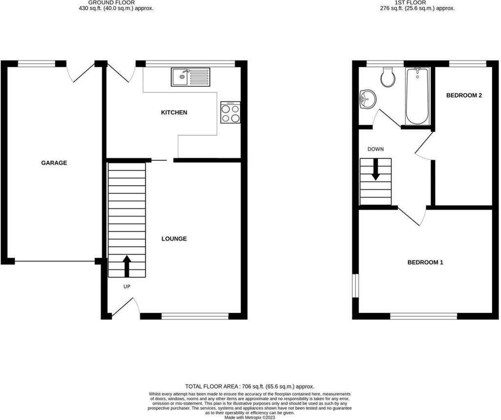 2 bedroom semi-detached house for sale - floorplan