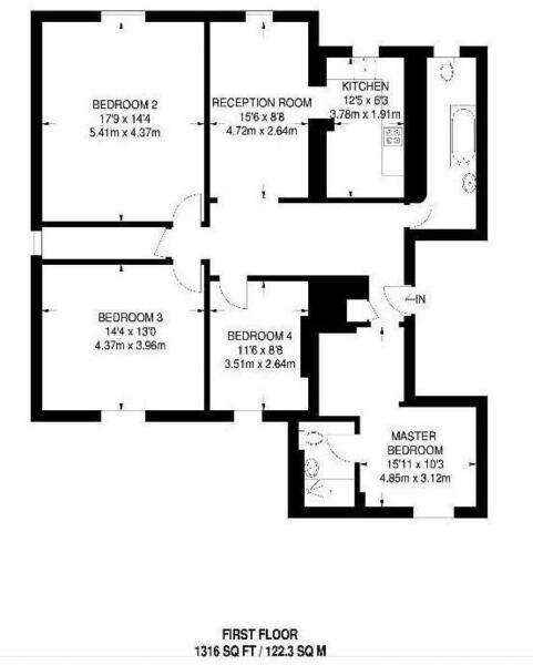 4 bedroom flat to rent - floorplan