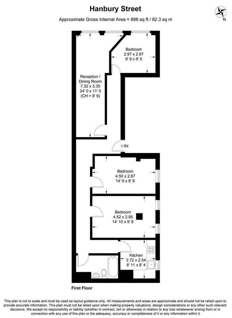 3 bedroom flat to rent - floorplan