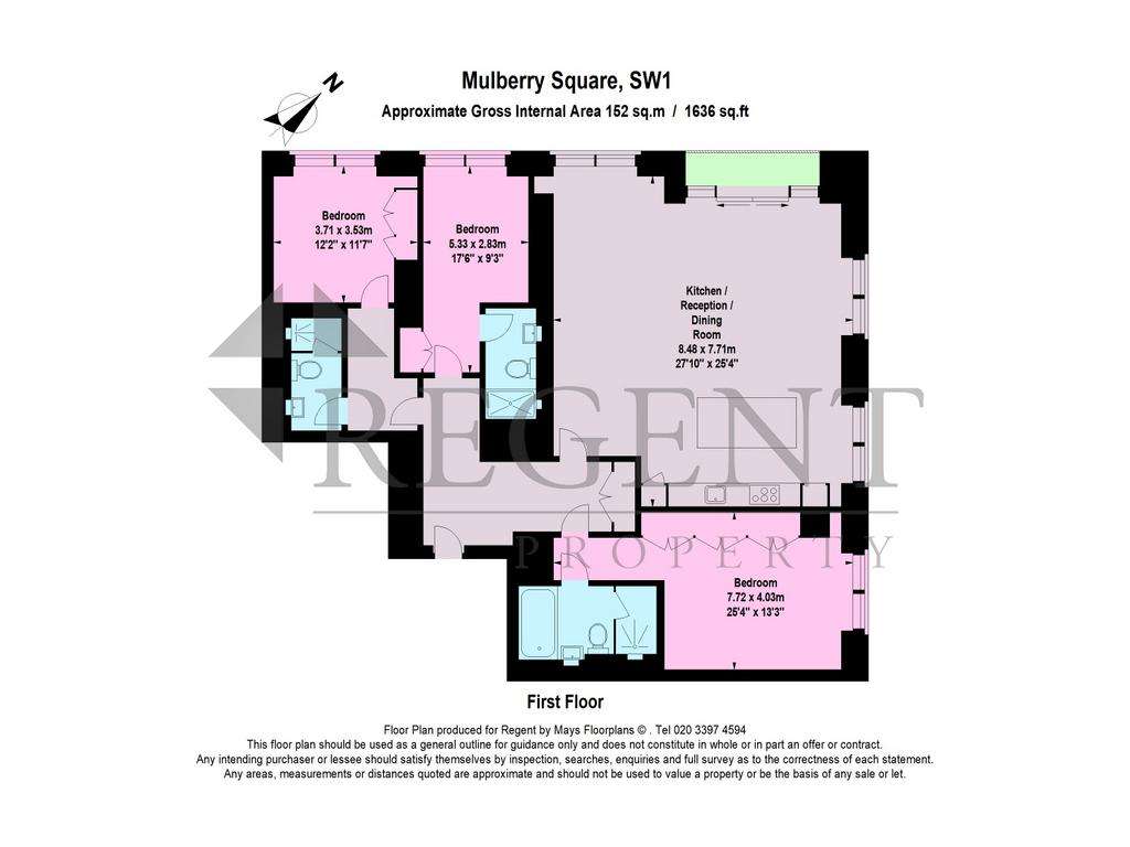 3 bedroom flat to rent - floorplan