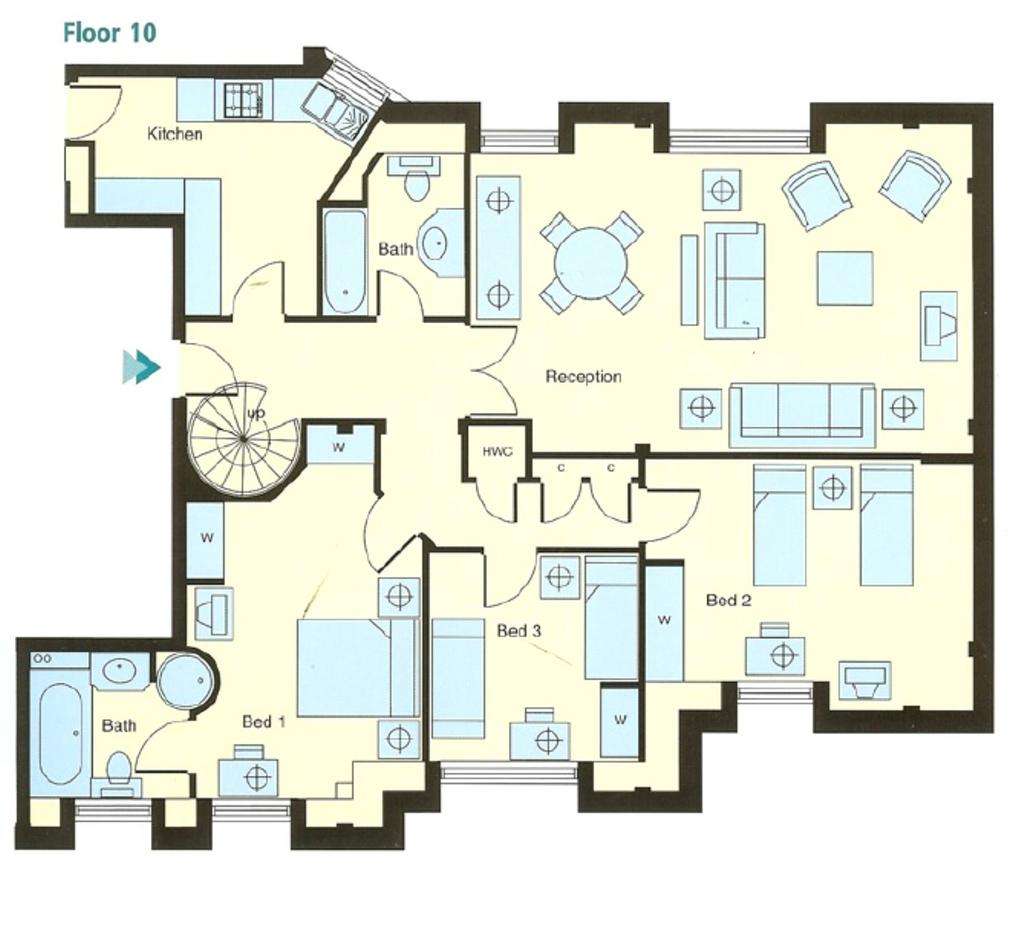 3 bedroom penthouse apartment to rent - floorplan