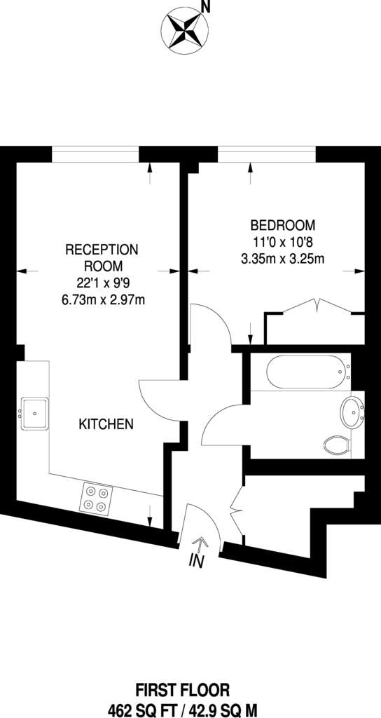 1 bedroom flat to rent - floorplan