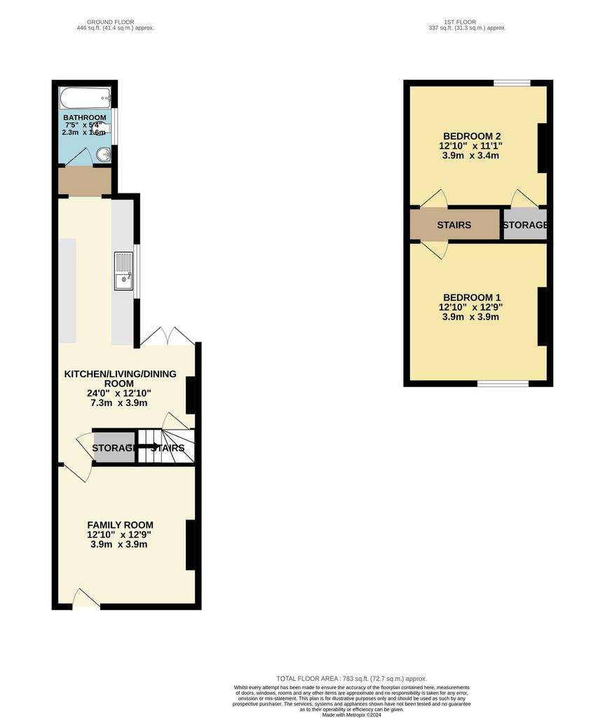 2 bedroom terraced house for sale - floorplan