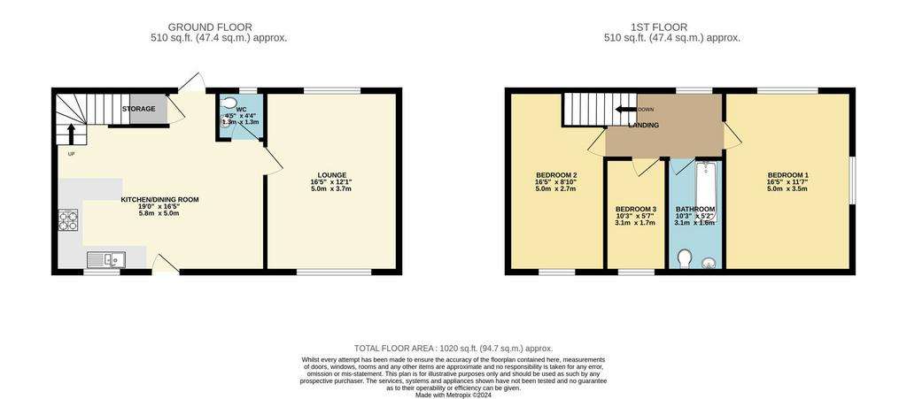 3 bedroom semi-detached house for sale - floorplan