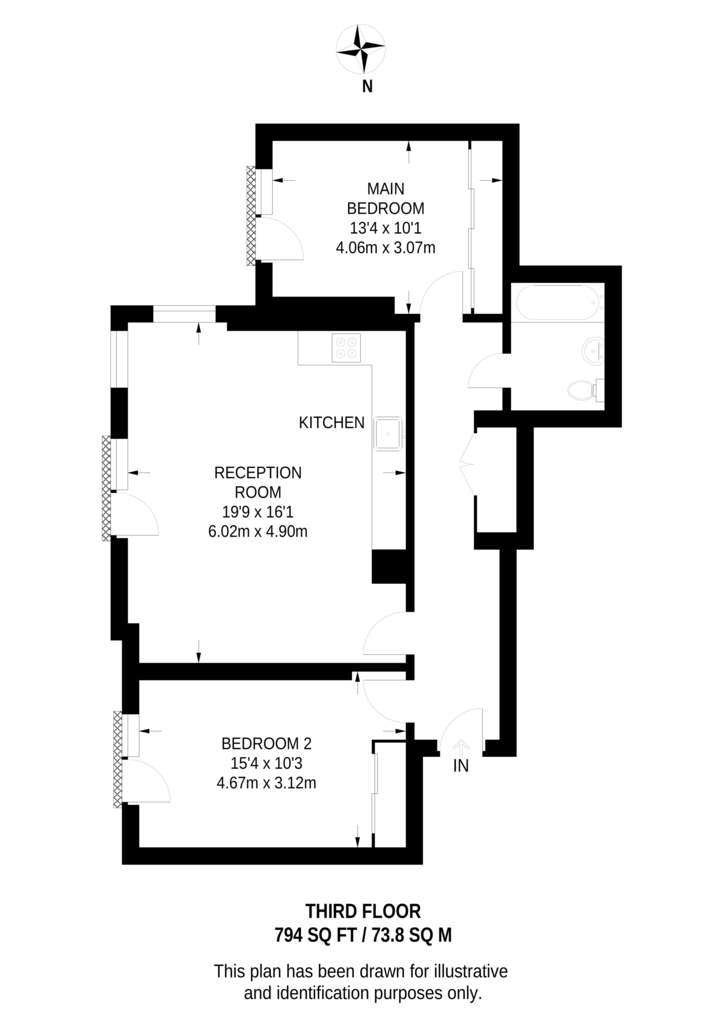 2 bedroom flat to rent - floorplan