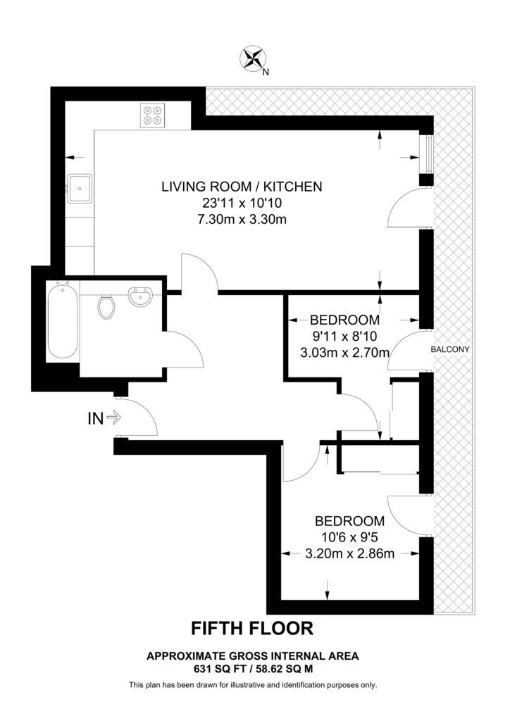 2 bedroom flat to rent - floorplan