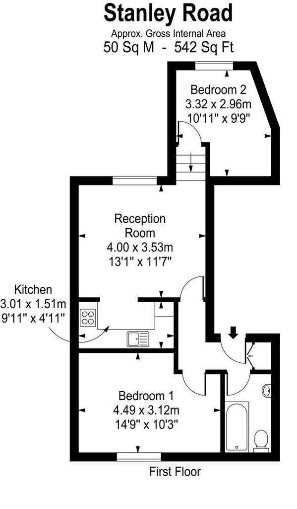 2 bedroom flat to rent - floorplan