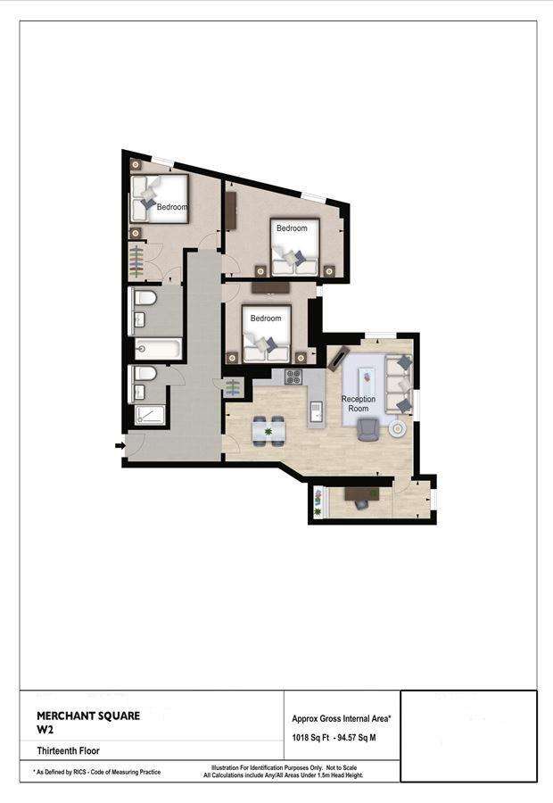 3 bedroom flat to rent - floorplan