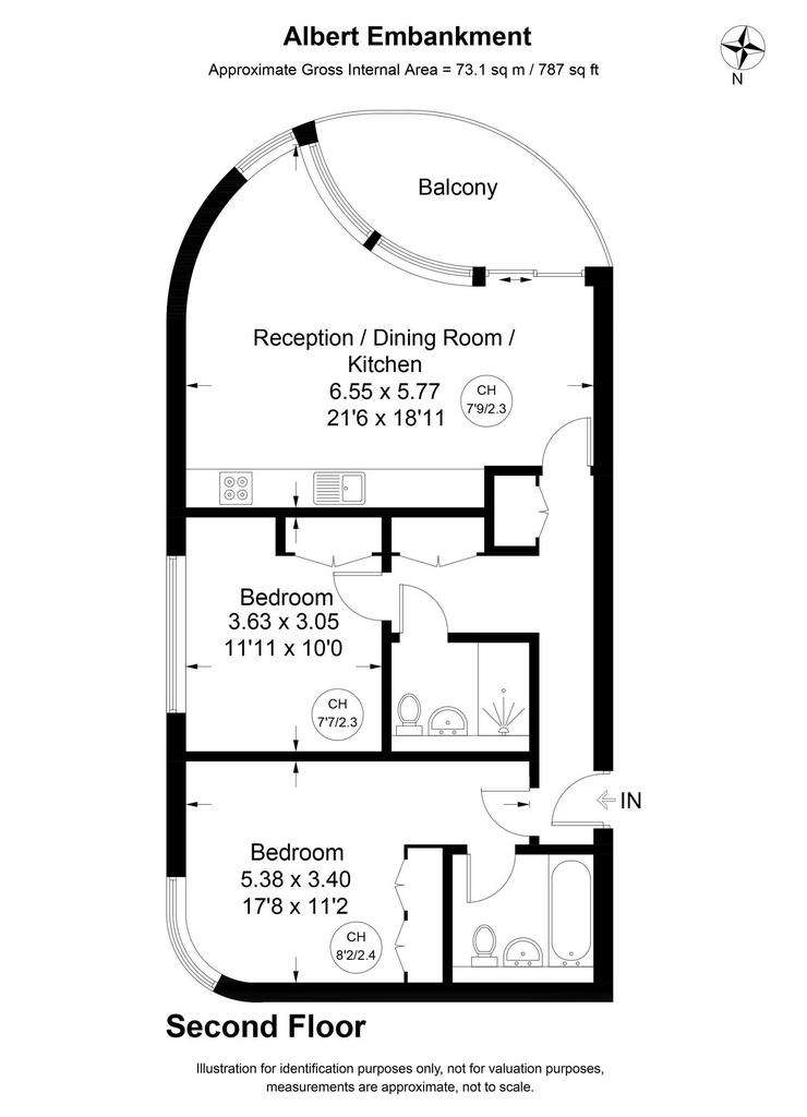 2 bedroom flat to rent - floorplan