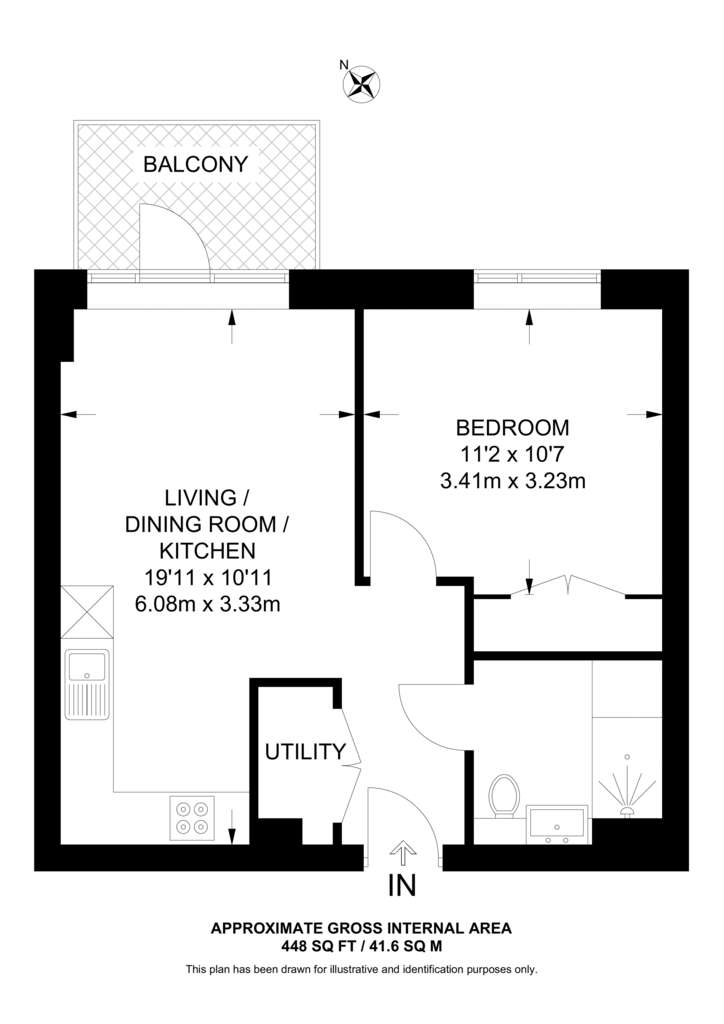 Studio flat for sale - floorplan