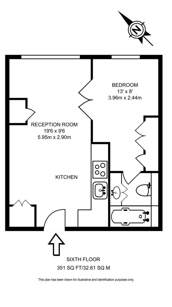 1 bedroom flat to rent - floorplan