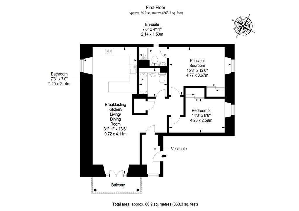 2 bedroom flat for sale - floorplan