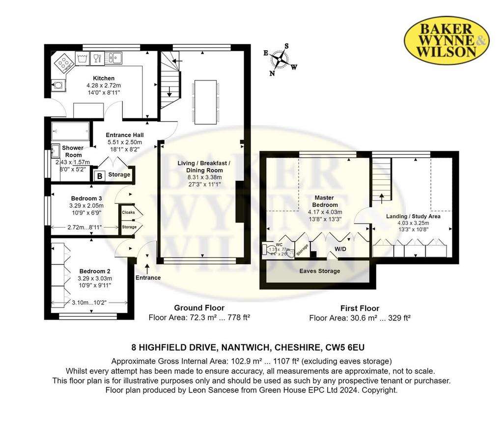 3 bedroom semi-detached bungalow for sale - floorplan