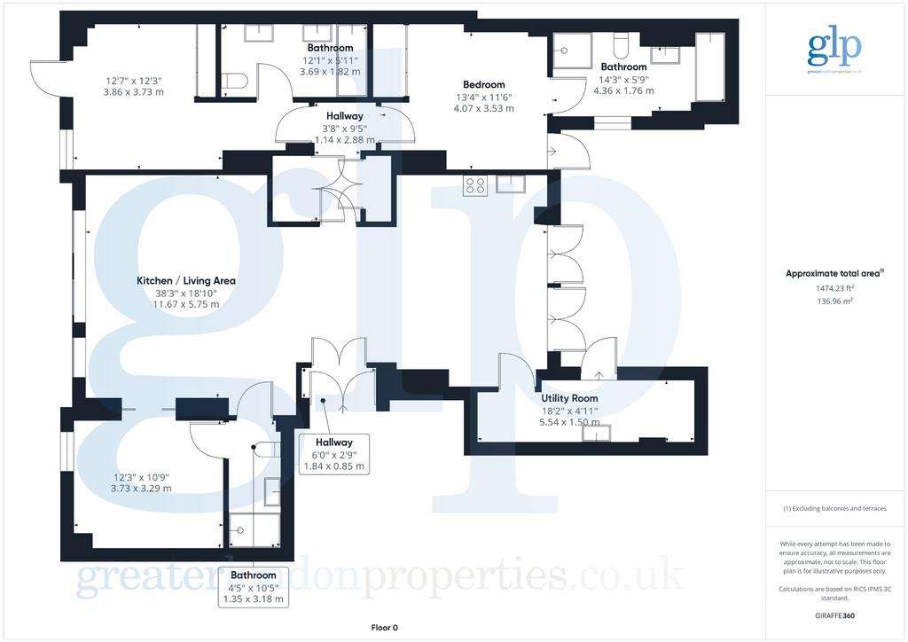 3 bedroom flat to rent - floorplan