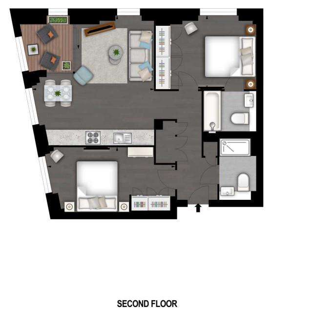 2 bedroom flat to rent - floorplan