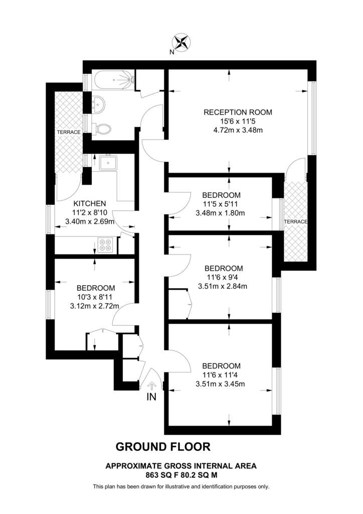 4 bedroom flat to rent - floorplan