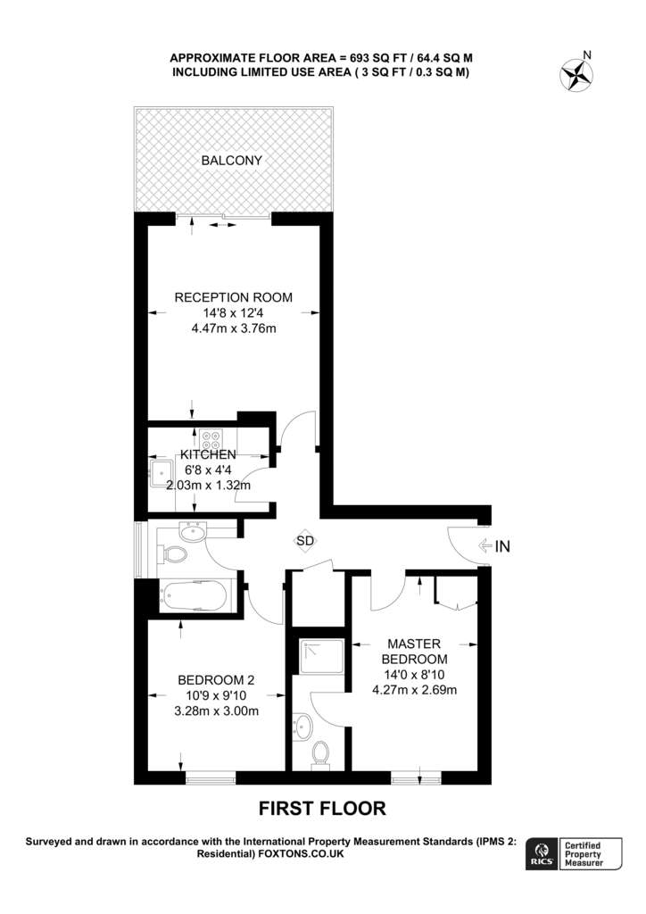 2 bedroom flat to rent - floorplan