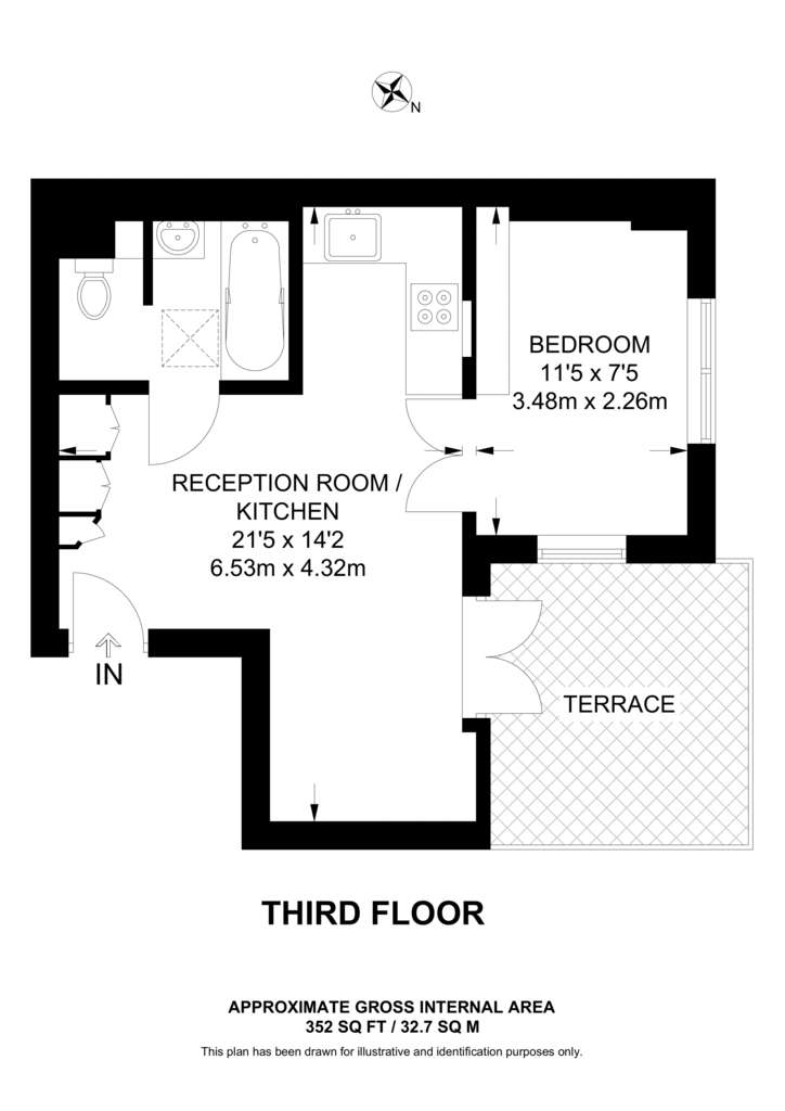 1 bedroom flat to rent - floorplan