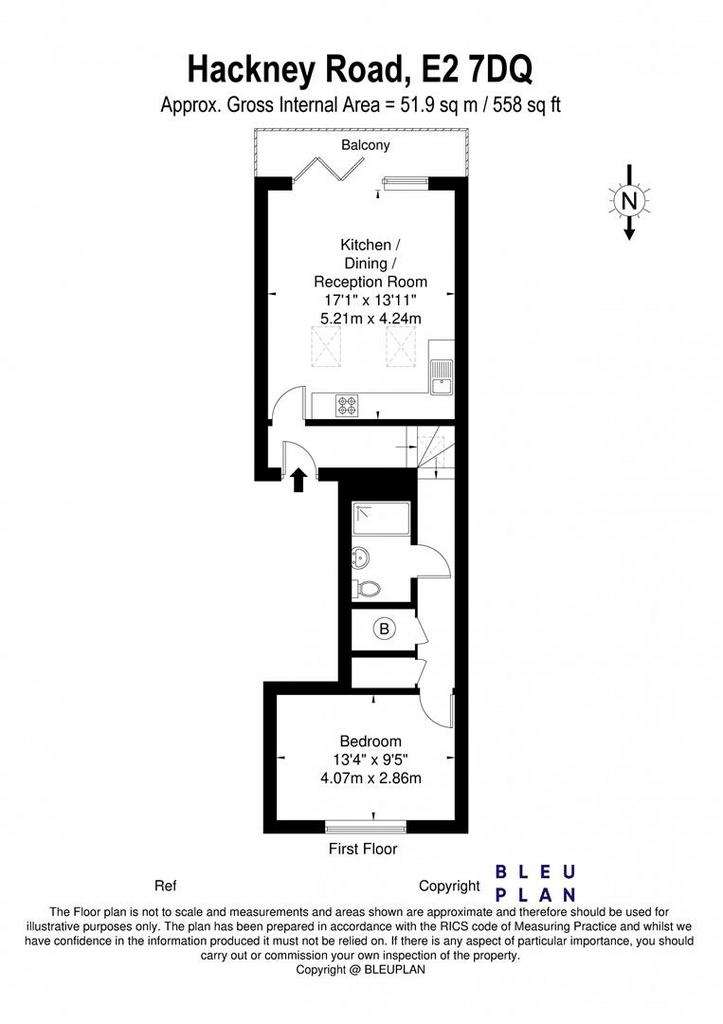 1 bedroom flat to rent - floorplan