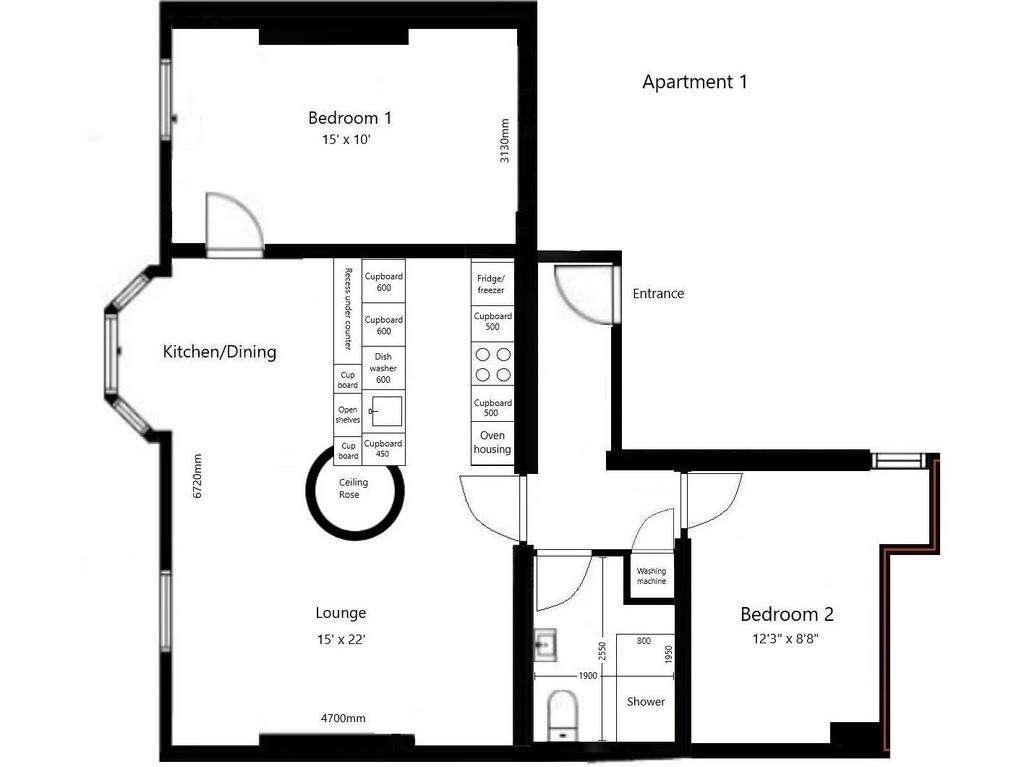 2 bedroom flat to rent - floorplan