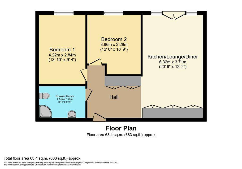 2 bedroom flat to rent - floorplan