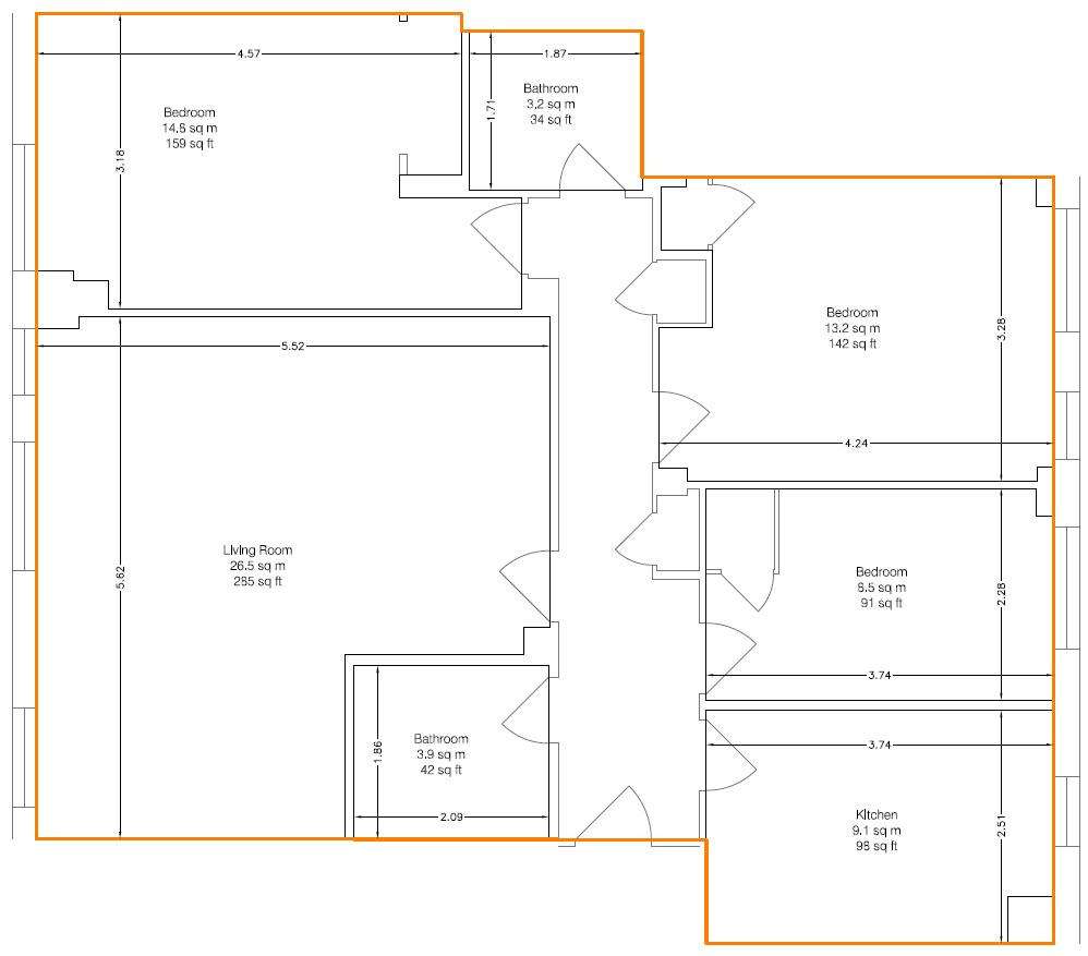 3 bedroom flat to rent - floorplan