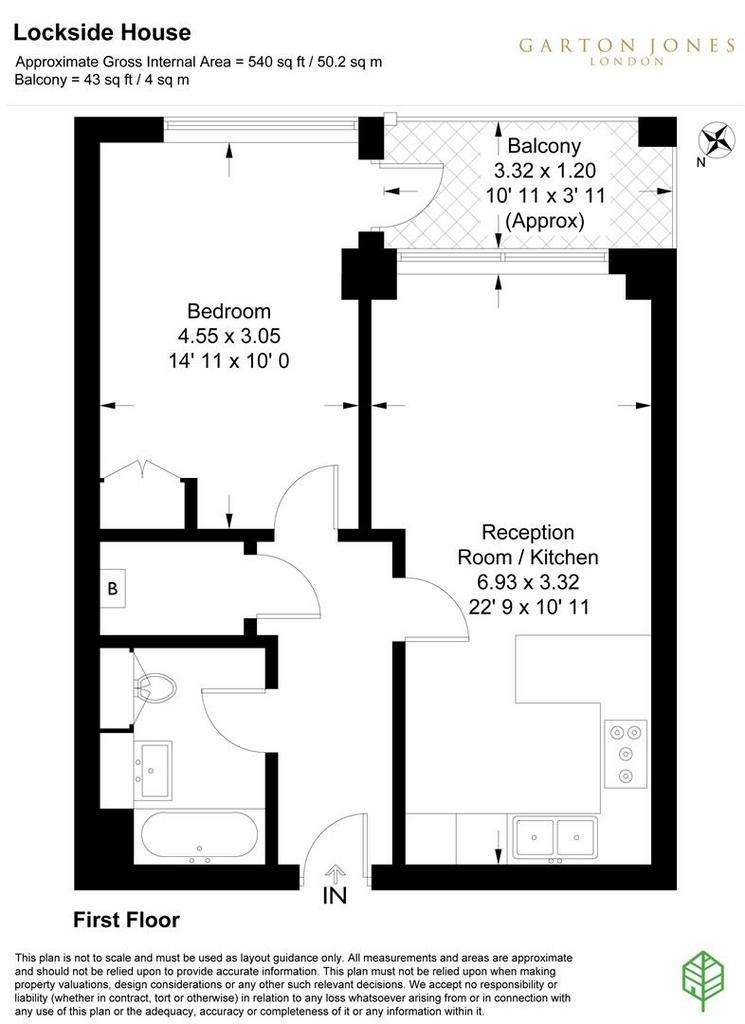 1 bedroom flat to rent - floorplan