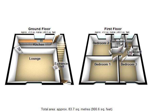 3 bedroom semi-detached house for sale - floorplan